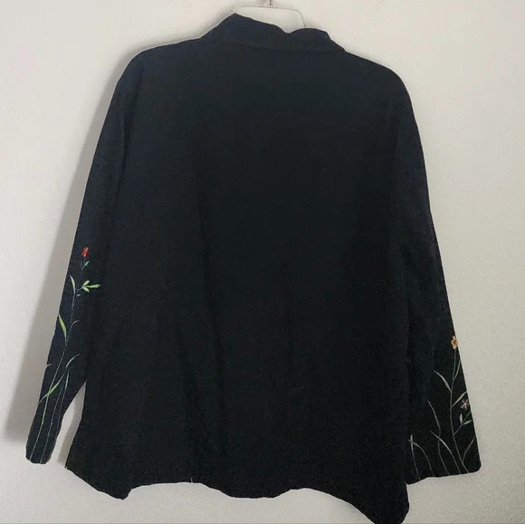 New Direction Vintage 90 Black Butterfly/Floral Embroidered Women's Jacket Sz 1X - Picture 9 of 10